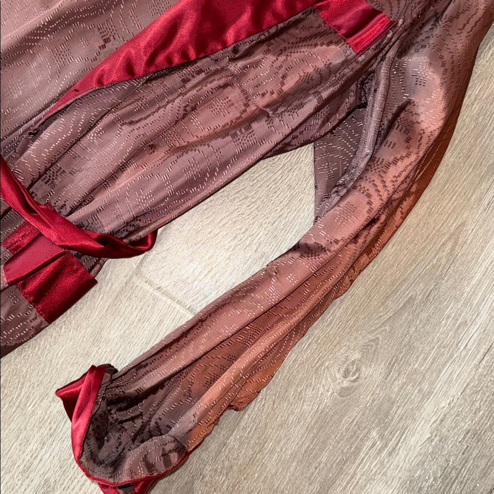 Vintage 1940s brown burgundy paisley smoking robe atomic Styled by Standard L/XL - Picture 16 of 16